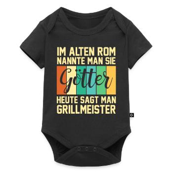 Grillparty Grillmeister Grill Grillen - Baby Premium Kurzarmbody - Schwarz - Vorne