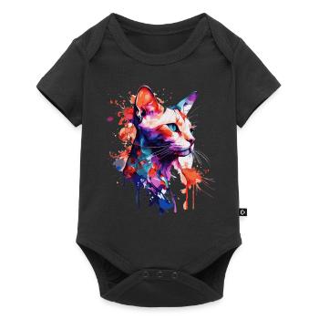 Watercolor Siamese Cat Colorful Siam Cats Lover - Baby Premium Kurzarmbody - Schwarz - Vorne