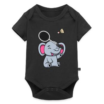 Elephant Safari, joueur de badminton, Shuttlecock - Body à manches courtes Premium Bébé - noir - Devant