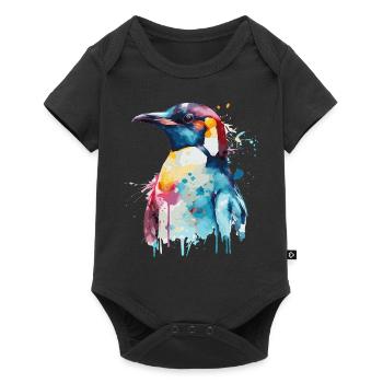 Watercolor Penguin Cute Colorful Penguins Lover - Baby Premium short-sleeve bodysuit - black - Front