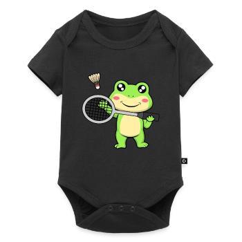 Navette Cute Frog Badminton Hobby Sports - Body à manches courtes Premium Bébé - noir - Devant