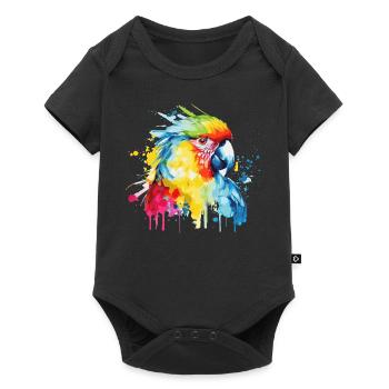 Watercolor Red Macaw Parrot Colorful Bird Lovers - Baby Premium Kurzarmbody - Schwarz - Vorne