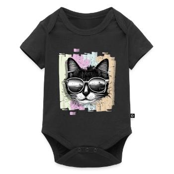 Cat Sunglasses - Baby Premium short-sleeve bodysuit - black - Front