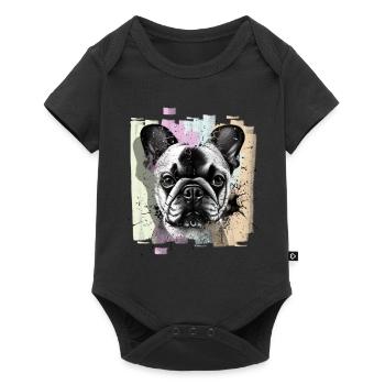 Französische Bulldogge Frenchie - Baby Premium Kurzarmbody - Schwarz - Vorne