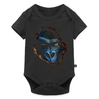 Gorilla Wand Loch Affe Zoo Tier Kostüm Geschenk - Baby Premium Kurzarmbody - Schwarz - Vorne
