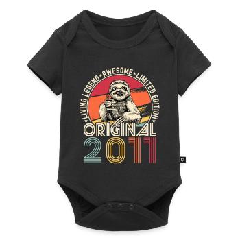 2011 Birthday vintage vintage sloth gift - Baby Premium short-sleeve bodysuit - black - Front