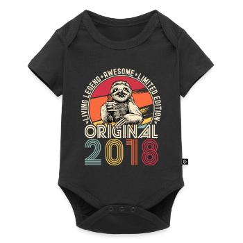 2018 Birthday vintage vintage sloth gift - Baby Premium short-sleeve bodysuit - black - Front