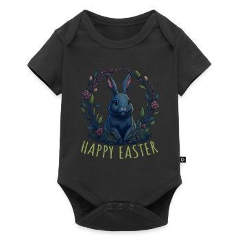 Rabbit with Easter eggs & spring flowers Easter - Baby Premium short-sleeve bodysuit - black - Front