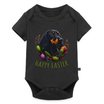 Happy Easter Doux chien teckel Pâques - Body à manches courtes Premium Bébé - noir - Devant
