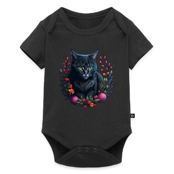 cute cat in easter & spring style cats - Baby Premium short-sleeve bodysuit - black - Front