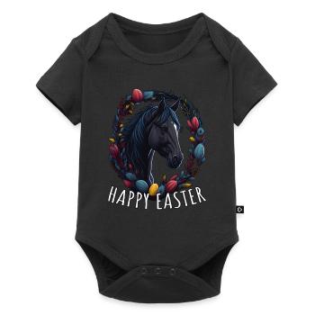 Monter avec cheval mignon Happy Easter Cheval - Body à manches courtes Premium Bébé - noir - Devant