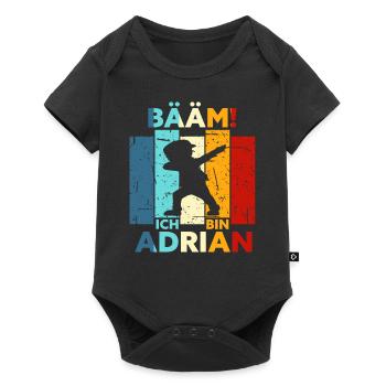 Adrian Geschenk Name Vorname Geburtstag - Baby Premium Kurzarmbody - Schwarz - Vorne