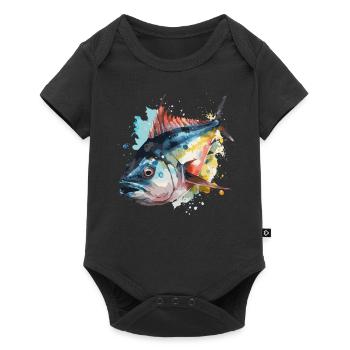 Watercolor Tuna Fish Colorful Fisherman Fishing - Baby Premium short-sleeve bodysuit - black - Front