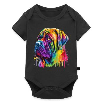 Watercolor English Mastiff Colorful Pet Mastiffs D - Baby Premium short-sleeve bodysuit - black - Front