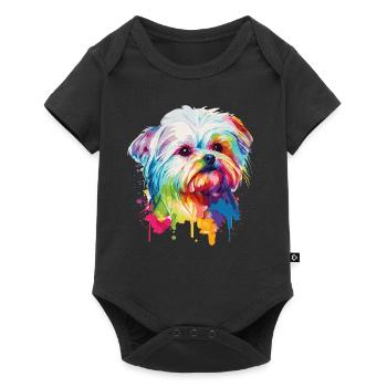 Mignon Malte coloré aquarelle animal de compagnie amoureux des chiens - Body à manches courtes Premium Bébé - noir - Devant