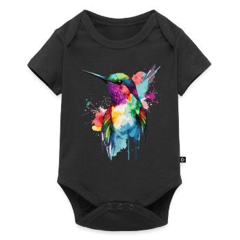 Aquarelle Colibri Observateur d’oiseaux coloré - Body à manches courtes Premium Bébé - noir - Devant