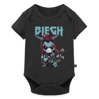Blegh Heavy Metal Metalcore Einhorn - Baby Premium Kurzarmbody - Schwarz - Vorne