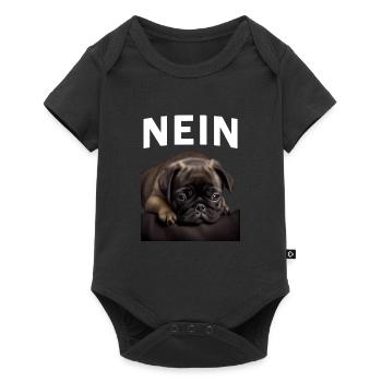 Statement Mops, Nö Fun, Einfach Nö, Nein - Baby Premium Kurzarmbody - Schwarz - Vorne
