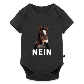 Statement Pferd, Nö Fun, Einfach Nö, Nein - Baby Premium Kurzarmbody - Schwarz - Vorne