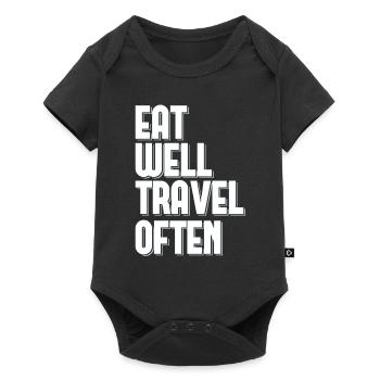 Bien manger Voyager souvent Touriste Voyageur du Monde - Body à manches courtes Premium Bébé - noir - Devant
