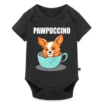 Pawpuccino Puppucino Hund in Kaffee-Tasse Corgi - Baby Premium Kurzarmbody - Schwarz - Vorne