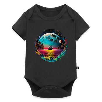 Fantasy Universum Planet Schiff Meer - Baby Premium Kurzarmbody - Schwarz - Vorne