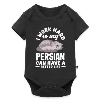Je travaille dur pour que mon persan puisse avoir une vie meilleure - Body à manches courtes Premium Bébé - noir - Devant