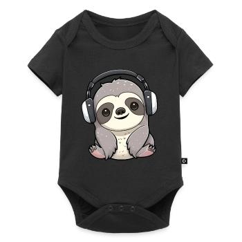 Mignon Sloth Headphone Music Lovers - Body à manches courtes Premium Bébé - noir - Devant
