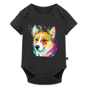 Watercolor Corgi Cute Colorful Pet Dog - Baby Premium short-sleeve bodysuit - black - Front