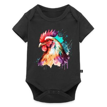 Aquarelle Poulet Mignon Coloré Poulet Fermier - Body à manches courtes Premium Bébé - noir - Devant