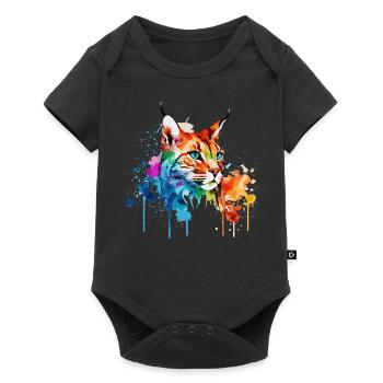 Watercolor Bobcat Animal Colorful Wildlife Lover - Baby Premium short-sleeve bodysuit - black - Front