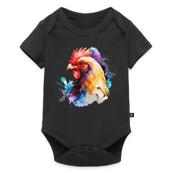 Aquarelle Poulet Mignon Coloré Poulet Fermier - Body à manches courtes Premium Bébé - noir - Devant