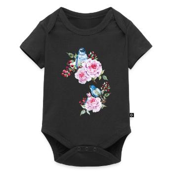 Fleurs Oiseau Oiseaux floraux - Body à manches courtes Premium Bébé - noir - Devant
