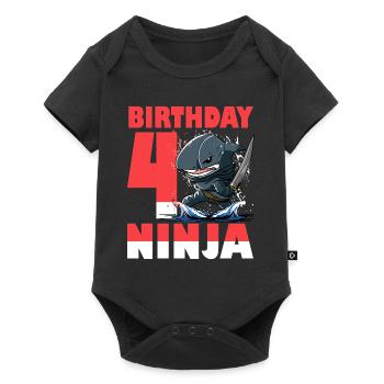 Shark Ninja I'm 4 - Action Unterwasser Geburtstag - Baby Premium Kurzarmbody - Schwarz - Vorne