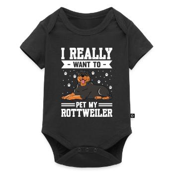 Je veux vraiment caresser mon Rottweiler - Body à manches courtes Premium Bébé - noir - Devant