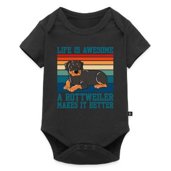 La vie est géniale Un Rottweiler la rend meilleure - Body à manches courtes Premium Bébé - noir - Devant
