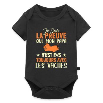 Preuve que mon papa pas toujours avec les vaches - Body à manches courtes Premium Bébé - noir - Devant