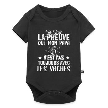 Preuve que mon papa pas toujours avec les vaches - Body à manches courtes Premium Bébé - noir - Devant