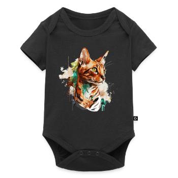 Watercolor Bengal Cat Colorful Cat Lover - Baby Premium short-sleeve bodysuit - black - Front