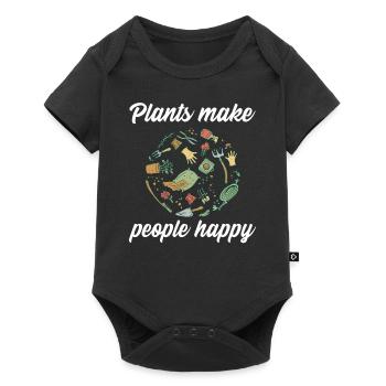 Plants make people happy - Plats Botanik - Baby Premium Kurzarmbody - Schwarz - Vorne