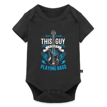 This guy loves to play bass musicians - Baby Premium short-sleeve bodysuit - black - Front