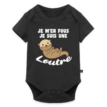 Je m'en fous je suis une loutre - süßer Otter - Baby Premium Kurzarmbody - Schwarz - Vorne
