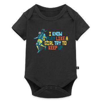 Je sais que je joue comme une fille essaie de suivre - Body à manches courtes Premium Bébé - noir - Devant
