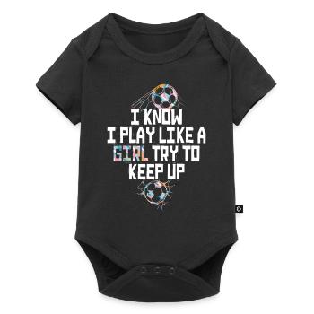 Je sais que je joue comme une fille essaie de suivre - Body à manches courtes Premium Bébé - noir - Devant