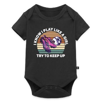 Je sais que je joue comme une fille essaie de suivre - Body à manches courtes Premium Bébé - noir - Devant