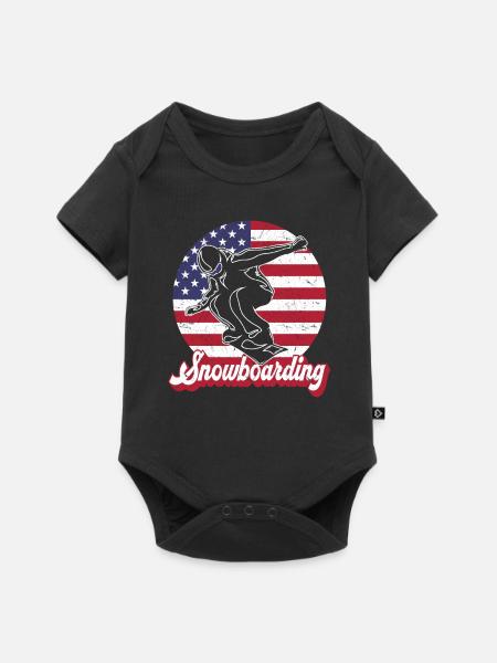 Snowboarding American Flag Snowboarder - Baby Premium Kurzarmbody - Schwarz