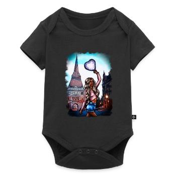 Blondine am Steintor Rostock Illustration - Baby Premium Kurzarmbody - Schwarz - Vorne