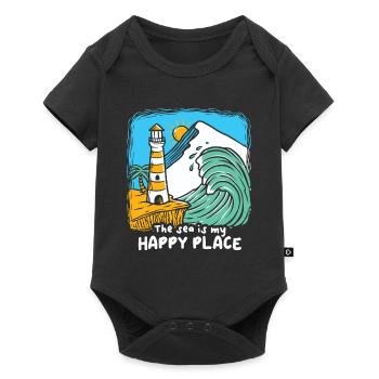The Sea Is My Happy Place Lighthouse - Baby Premium short-sleeve bodysuit - black - Front
