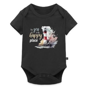 The Sea Is My Happy Place Lighthouse - Baby Premium short-sleeve bodysuit - black - Front