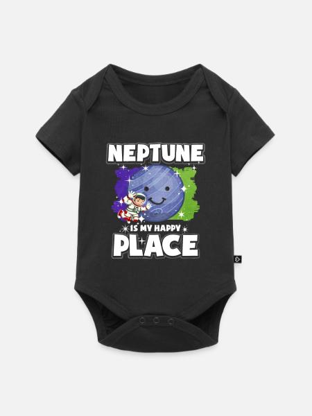 Neptun Planet Geschenk - Baby Premium Kurzarmbody - Schwarz